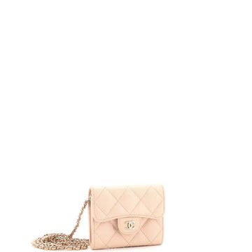 Classic Flap Card Holder on Chain Quilted Caviar Mini