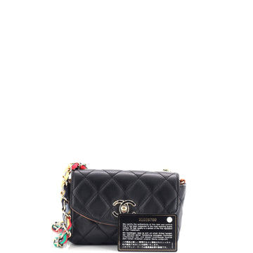 RIbbon Chain Flap Bag Quilted Lambskin Mini