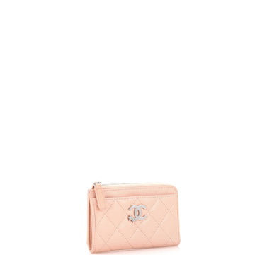 CC Stars Zip Around Card Holder Quilted Lambskin