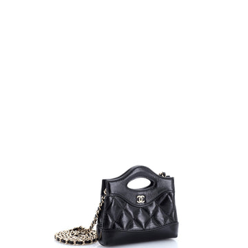 31 Shopping Bag Clutch with Chain Quilted Calfskin Nano
