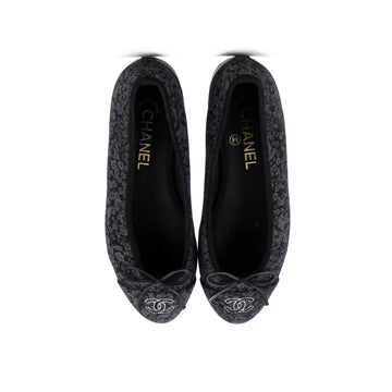 Women's CC Cap Toe Bow Ballerina Flats Printed Denim