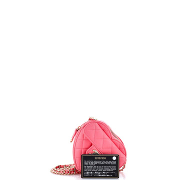 CC in Love Heart Clutch with Chain Quilted Lambskin