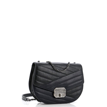 Gabrielle Saddle Crossbody Bag Chevron Goatskin Small