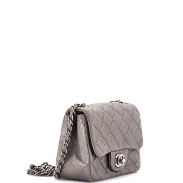 Square Classic Single Flap Bag Quilted Metallic Lambskin Mini