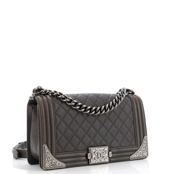 Paris-Dallas Boy Flap Bag Quilted Calfskin with Metal Adornments Old Medium