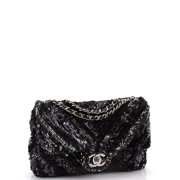 CC Flap Bag Chevron Sequins Mini