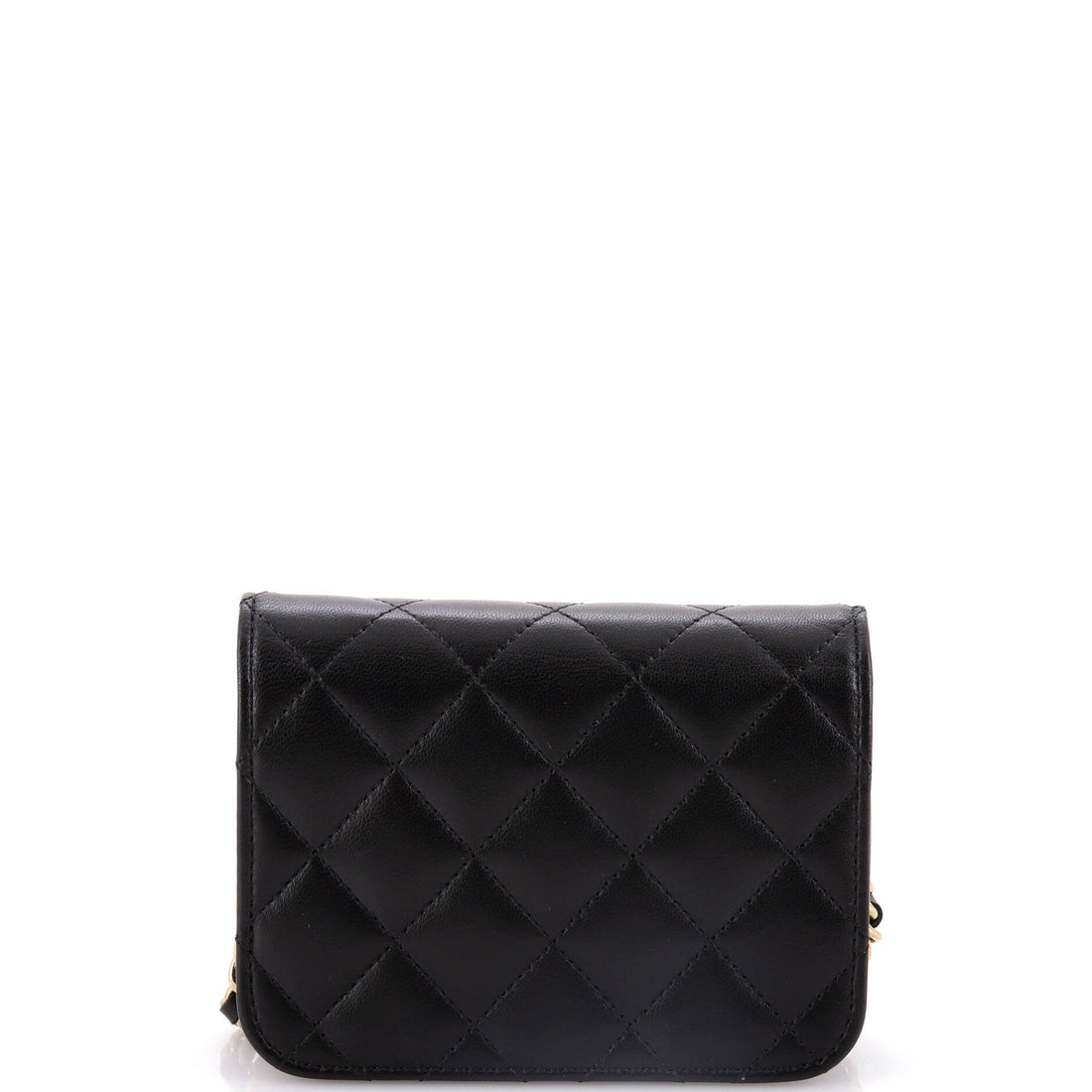 Bow Strap Card Holder on Chain Quilted Lambskin