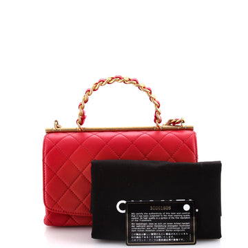 La Parisienne Chain Top Handle Flap Bag Quilted Lambskin Small