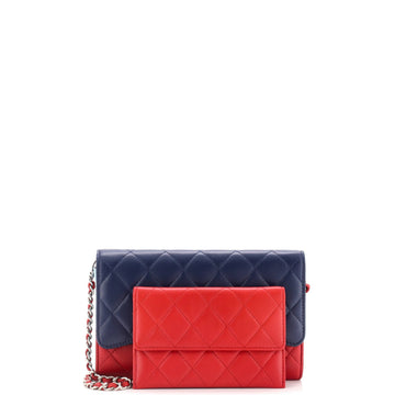 Wallet on Short Chain Quilted Lambskin