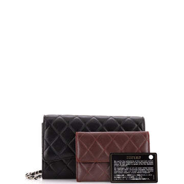 Wallet on Short Chain Quilted Lambskin