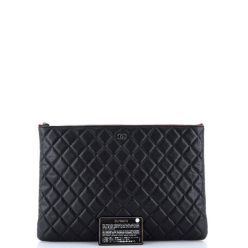 O Case Clutch Quilted Caviar Large