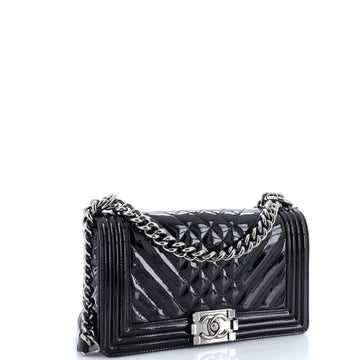 Boy Flap Bag Chevron Patent Old Medium