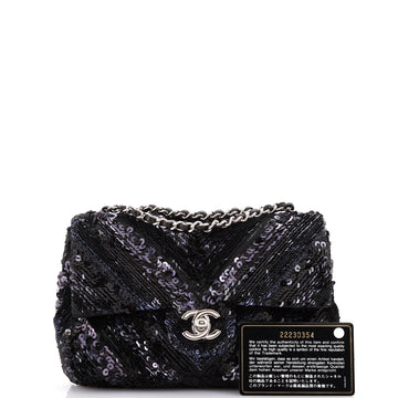 CC Flap Bag Chevron Sequins Mini