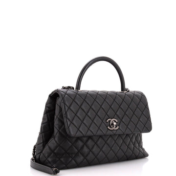 Coco Top Handle Bag Quilted Caviar Medium