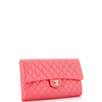 Classic Flap Clutch Quilted Caviar