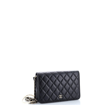Pearl Strap Wallet on Chain Quilted Lambskin