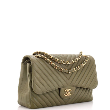 Classic Double Flap Bag Chevron Lambskin Jumbo