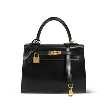 Kelly Sellier 25 Black Box leather  U Stamp