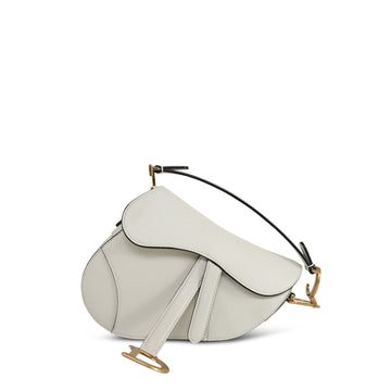 Dior Latte Grained leather Saddle Bag Mini Aged Gold Hardware
