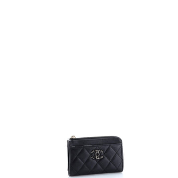 Textured CC Zip Around Card Holder Quilted Lambskin