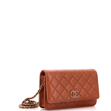Crystal Woven CC Wallet on Chain Quilted Caviar