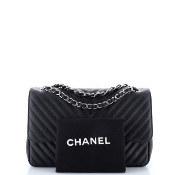 Classic Double Flap Bag Chevron Caviar Jumbo