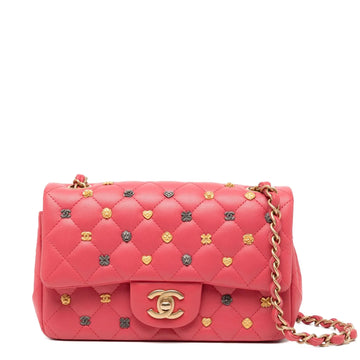 Quilted Studded Mini Flap Bag Pink