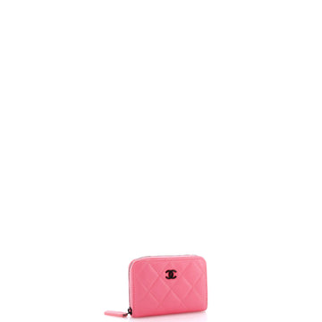 CC Zip Coin Purse Quilted Lambskin Small