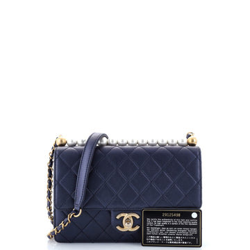 Chic Pearls Flap Bag Quilted Lambskin Small