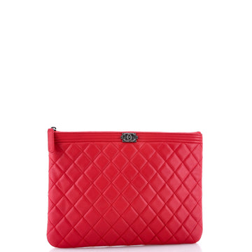 Boy O Case Clutch Quilted Lambskin Medium