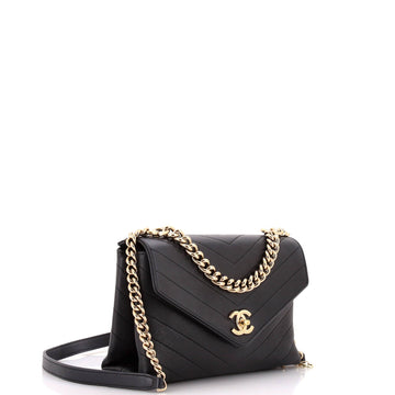 Coco Chevron Flap Bag Stitched Calfskin Small