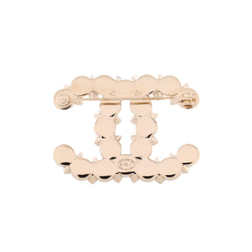 CC Brooch Metal with Crystals and Faux Pearls