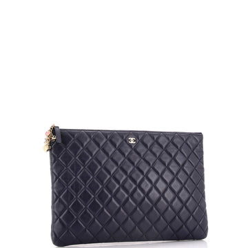 CC Casino O Case Clutch Quilted Lambskin Large