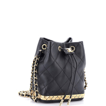 Lock Frame Bucket Bag with Chain Quilted Lambskin Small