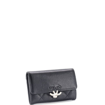 CC Box Flap Card Case Quilted Caviar