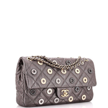 Paris-Dubai Medals Flap Bag Embellished Quilted Perforated Lambskin Medium
