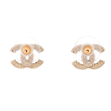 CC Stud Earrings Metal with Faux Pearls and Crystals