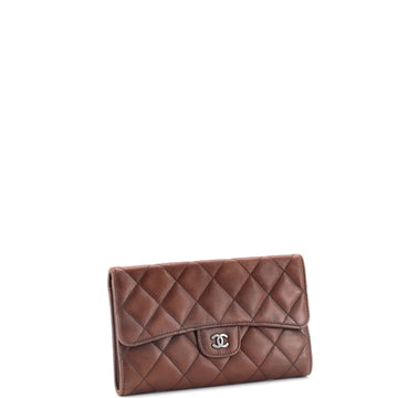 Trifold Classic Flap Wallet Quilted Lambskin