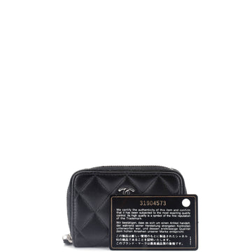 CC Zip Coin Purse Quilted Lambskin Small