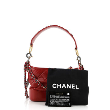 Gabrielle Hobo with Logo Handle Quilted Aged Calfskin Small