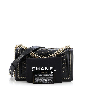 Boy Flap Bag Chevron Embellished Crumpled Calfskin Old Medium