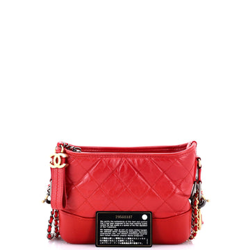 Gabrielle Hobo with Logo Handle Quilted Aged Calfskin Small