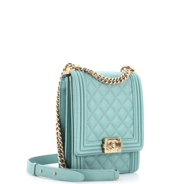 North South Boy Flap Bag Quilted Caviar Small