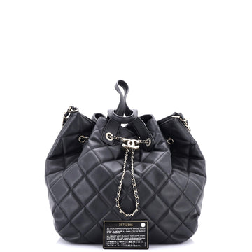 CC Dweller Drawstring Bucket Tote Quilted Lambskin Medium