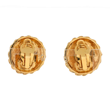 Vintage Coco Mademoiselle Round Clip-On Earrings Metal with Crystals