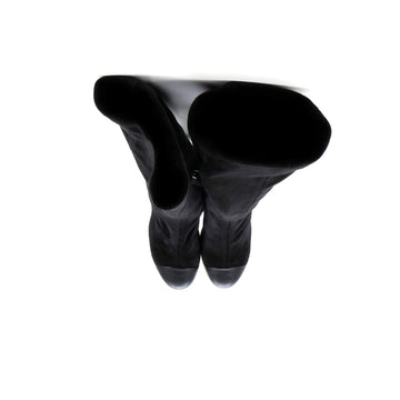 Women's CC Cap Toe Knee High Wedge Boots Suede