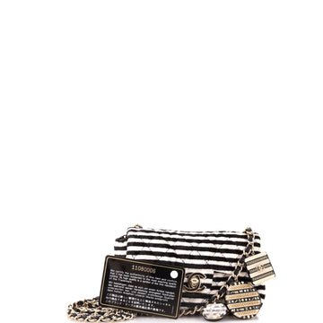 CC Chain Flap Bag Quilted Striped Velvet Extra Mini
