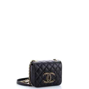 Crystal CC Full Flap Bag Quilted Lambskin Mini