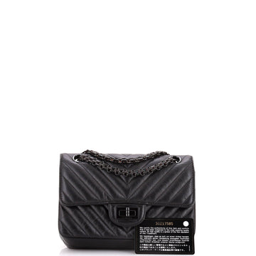 So Black Reissue 2.55 Flap Bag Chevron Aged Calfskin Mini