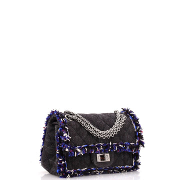 Reissue 2.55 Flap Bag Quilted Denim with Tweed Fringe 224